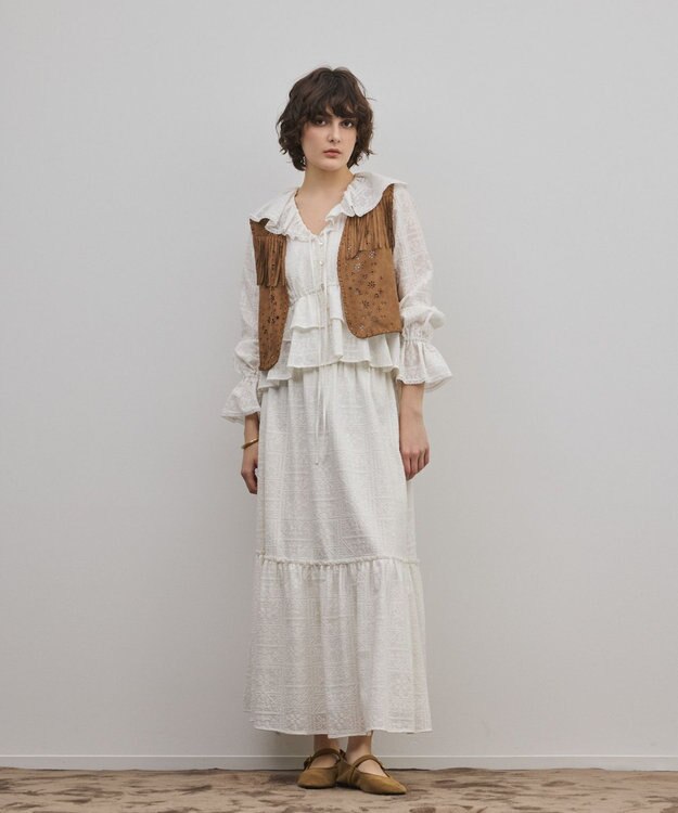 GRACE CONTINENTAL フェイクスウェードジレ キャメル