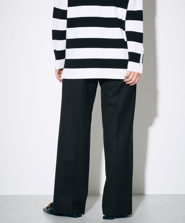 GRACE CONTINENTAL ウールストレッチセミワイドパンツ ブラック