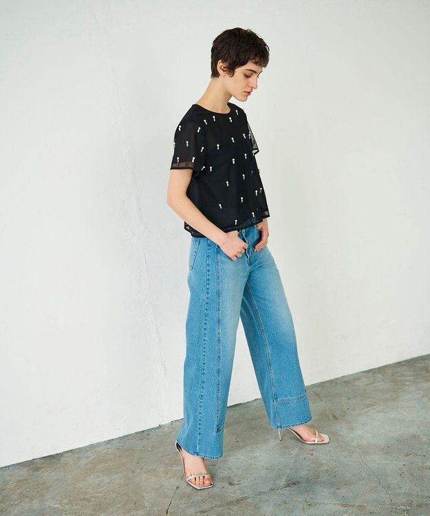 GRACE CONTINENTAL ビジューチュールトップ ブラック