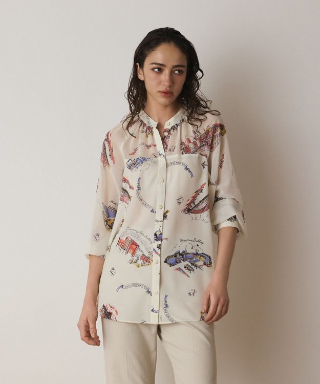 GRACE CONTINENTAL スーヴェニールプリントブラウス キナリ