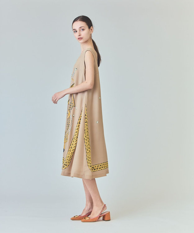 GRACE CONTINENTAL ジュエリーモチーフドレス ベージュ