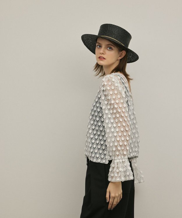 GRACE CONTINENTAL モチーフチュールブラウス ホワイト