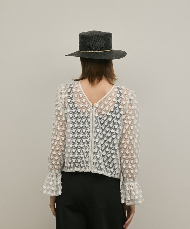 GRACE CONTINENTAL モチーフチュールブラウス ホワイト