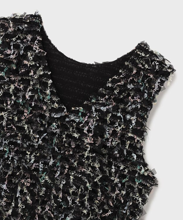 GRACE CONTINENTAL フリンジチュールベスト ブラック