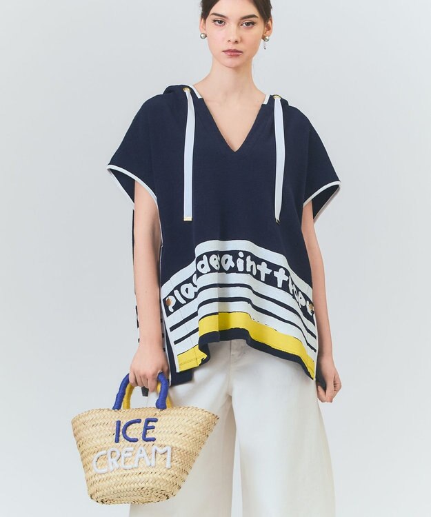 GRACE CONTINENTAL パイルポンチョフーディ ネイビー