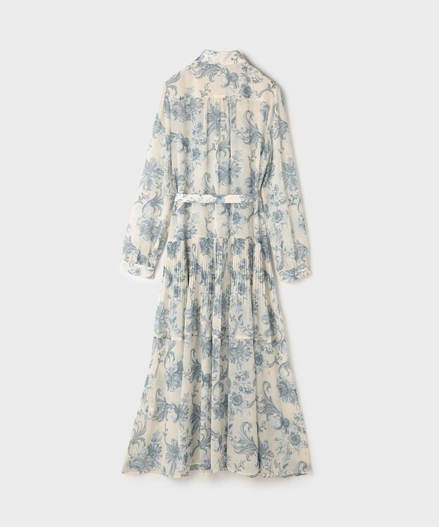 GRACE CONTINENTAL フラワープリントプリーツワンピース ベージュ