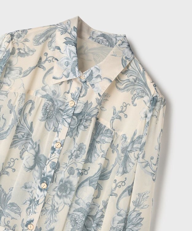 GRACE CONTINENTAL フラワープリントプリーツワンピース ベージュ