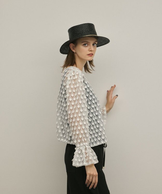 GRACE CONTINENTAL モチーフチュールブラウス ホワイト
