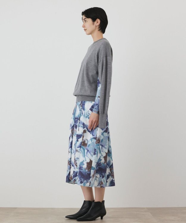 GRACE CONTINENTAL ウールスリットニットトップ グレー