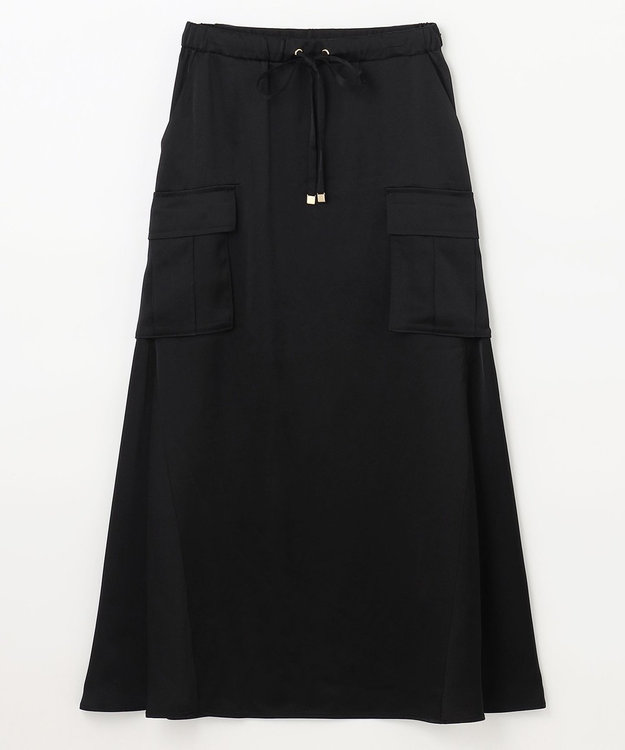 GRACE CONTINENTAL サテンミリタリーロングスカート ブラック