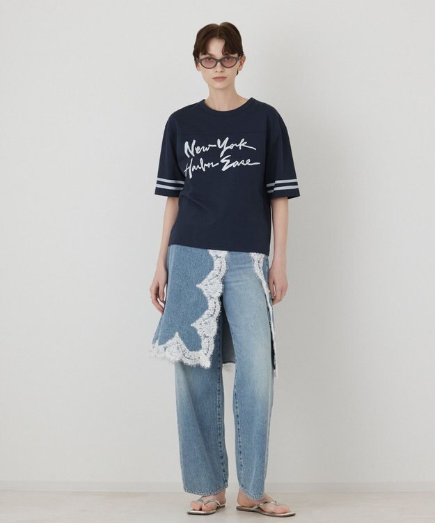 GRACE CONTINENTAL カレッジロゴプリントTシャツ ネイビー