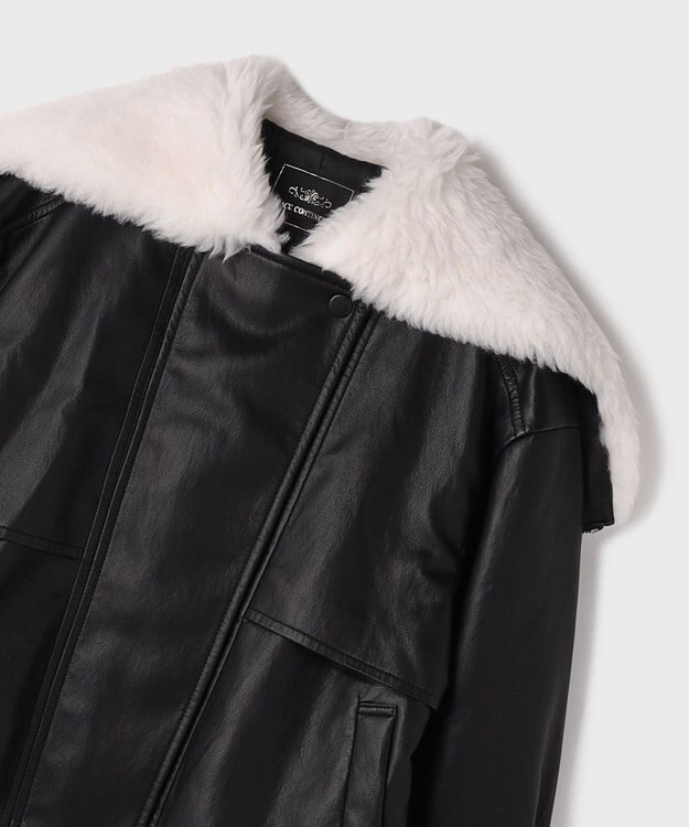 GRACE CONTINENTAL フェイクレザーボンバージャケット ブラック