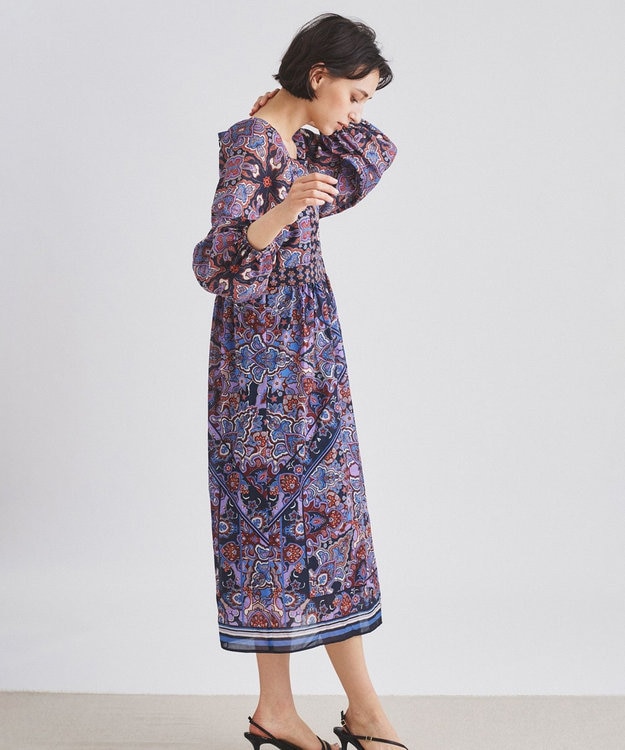GRACE CONTINENTAL エスニックプリントオフショルワンピース GRACE CONTINENTAL エスニックプリントオフショルワンピース