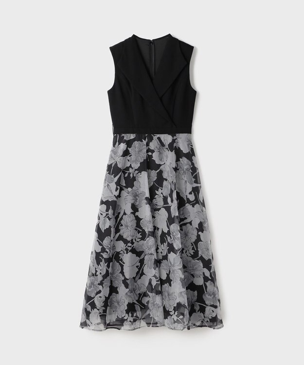 GRACE CONTINENTAL カシュクールフラワープリントワンピース ブラック