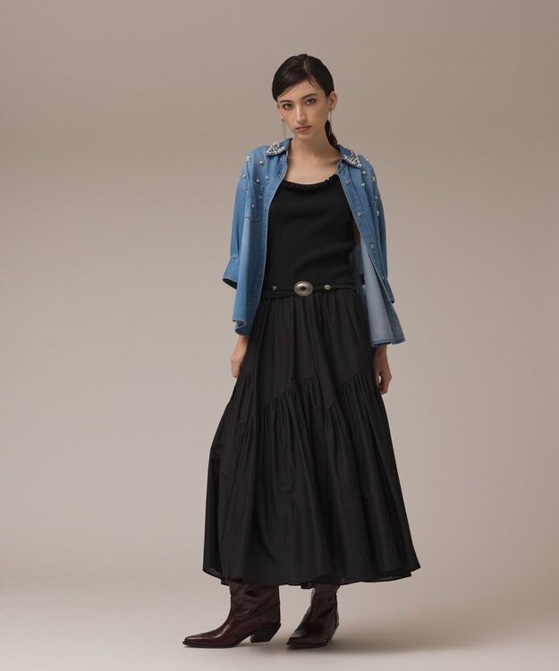 GRACE CONTINENTAL デニムハーフスリーブシャツ ブルー