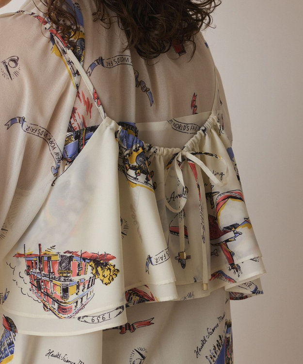 GRACE CONTINENTAL スーヴェニールプリントブラウス キナリ