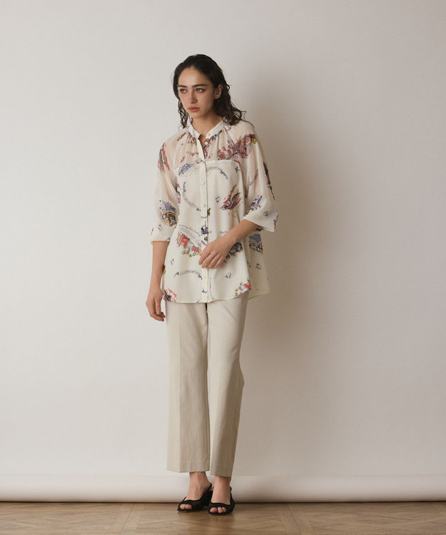 GRACE CONTINENTAL スーヴェニールプリントブラウス キナリ