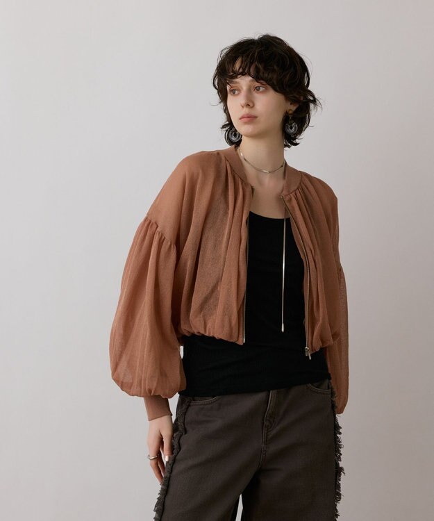 GRACE CONTINENTAL シアーニットバルーンジャケット ピンク