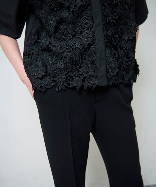 GRACE CONTINENTAL ダブルクロススリムパンツ ブラック