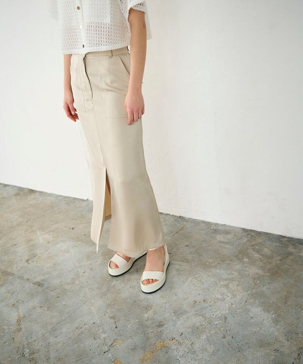 GRACE CONTINENTAL サテンストレートスカート ベージュ