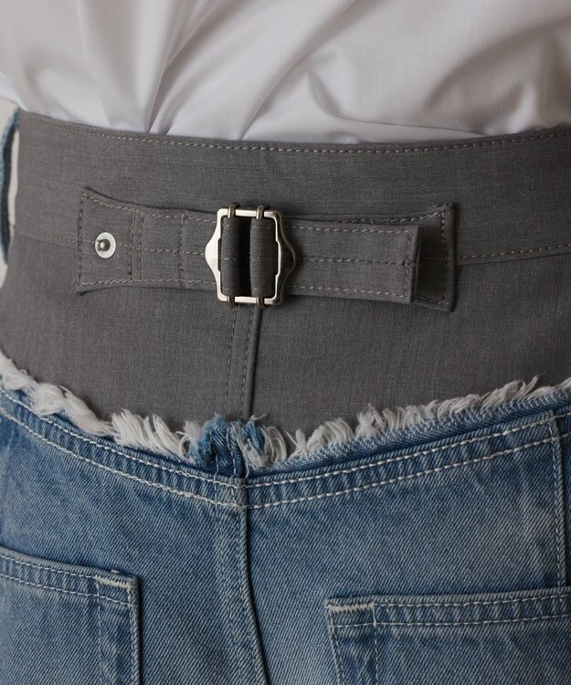 GRACE CONTINENTAL コンビデニムワイドパンツ グレー