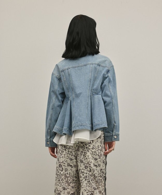 GRACE CONTINENTAL ペプラムデニムジャケット ブルー