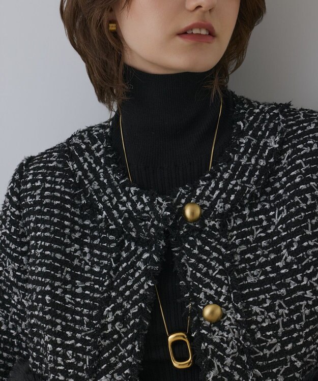 GRACE CONTINENTAL ツイードコンビジャケット ブラック