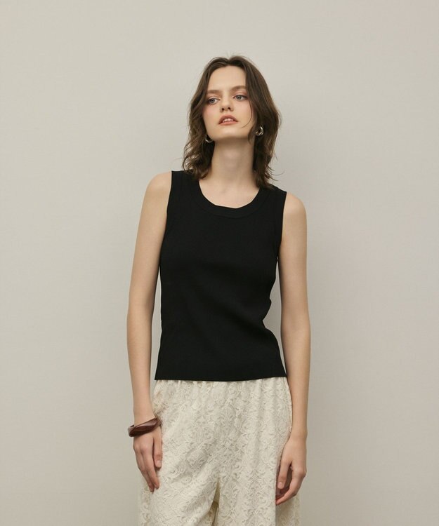 GRACE CONTINENTAL リブニットタンクトップ ブラック