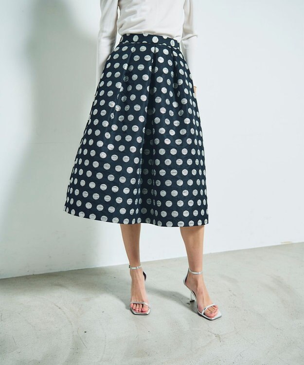 GRACE CONTINENTAL ラメドットジャガードスカート ブラック