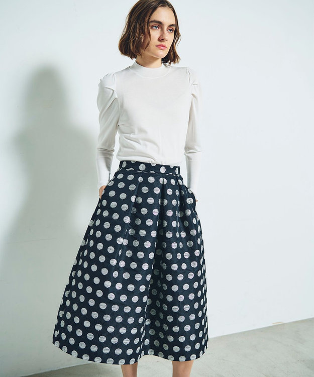 【未使用サンプル品】グレースクラス 24ss ラメドットジャガードスカート 黒 ラメドットジャガードスカート / GRACE CONTINENTAL | GRACE