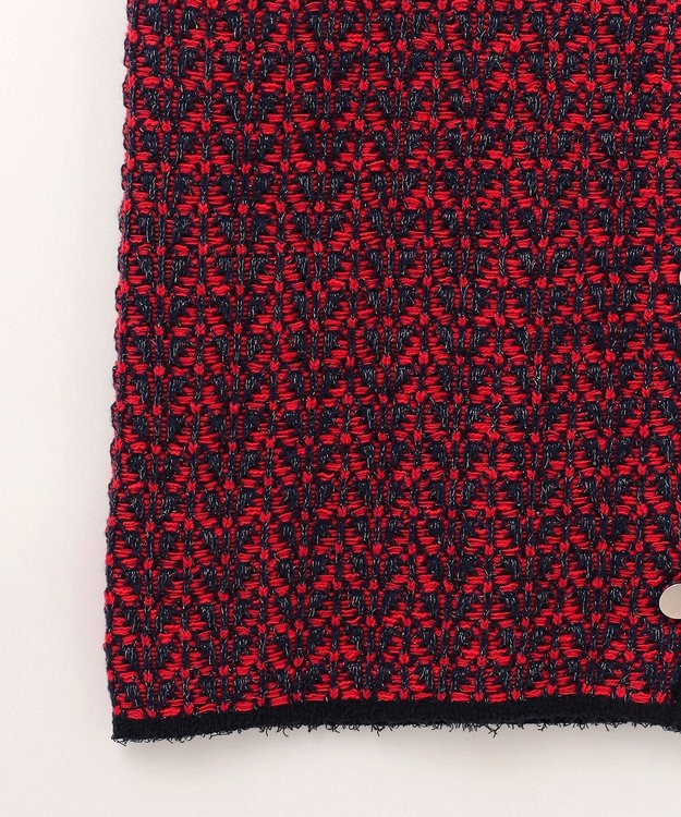 GRACE CONTINENTAL バイカラージャガードニットワンピース レッド