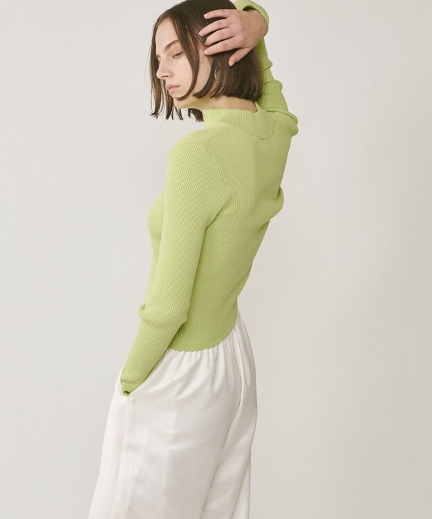 GRACE CONTINENTAL リブニットzipトップ ライトグリーン