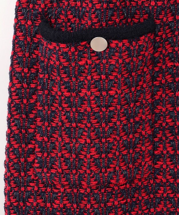 GRACE CONTINENTAL バイカラージャガードニットワンピース レッド