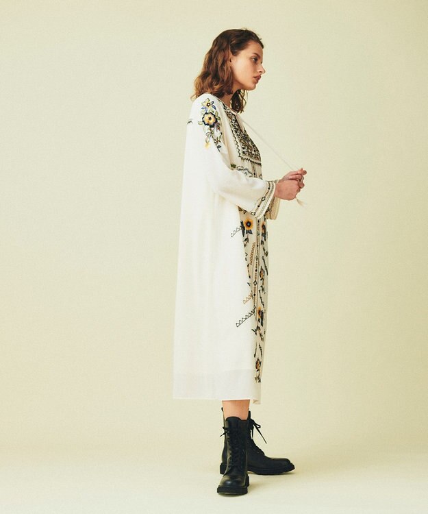 GRACE CONTINENTAL シルク ボタニカル柄　ロングワンピース S サテンボタニカルシャツワンピース / GRACE CONTINENTAL | GRACE
