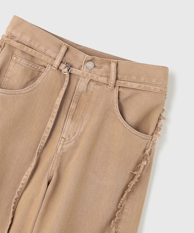 GRACE CONTINENTAL フリンジバギーパンツ ベージュ