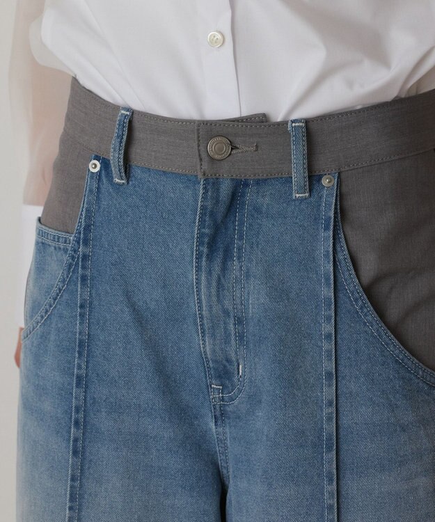 GRACE CONTINENTAL コンビデニムワイドパンツ グレー