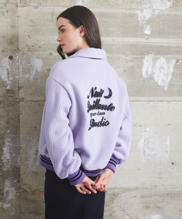 GRACE CONTINENTAL バーシティembジャケット パープル