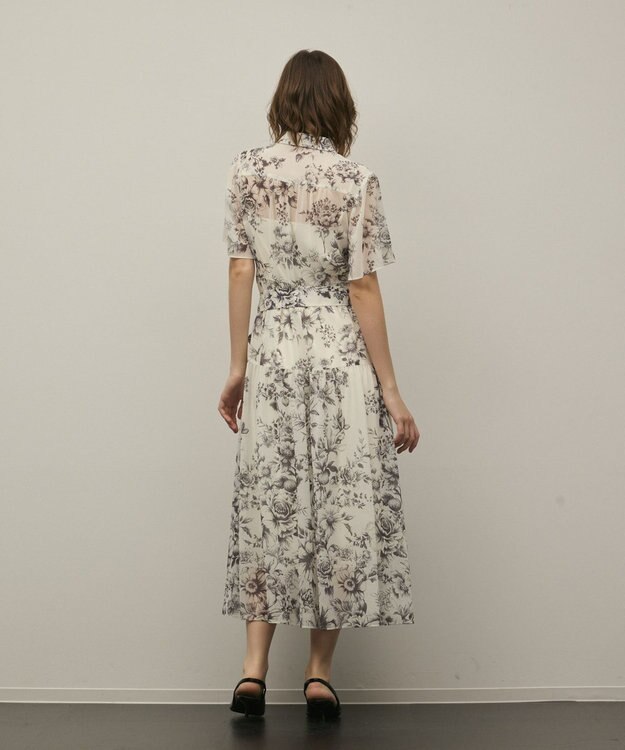 GRACE CONTINENTAL フラワープリントシャツフレアワンピース キナリ