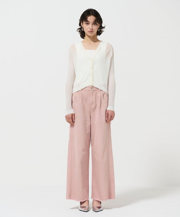 GRACE CONTINENTAL リブシアーニットカーディガン ホワイト