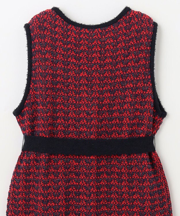 GRACE CONTINENTAL バイカラージャガードニットワンピース レッド