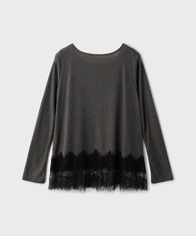 GRACE CONTINENTAL レースヘムテレコカットトップ グレー