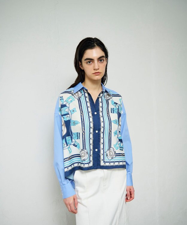 GRACE CONTINENTAL マリンスカーフコンビシャツ ブルー