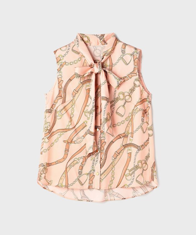 GRACE CONTINENTAL チェーンプリントボウタイブラウス ピンク