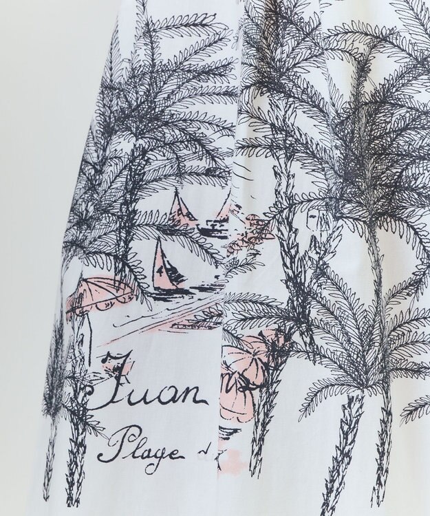 GRACE CONTINENTAL プラージュプリントタックスカート ホワイト