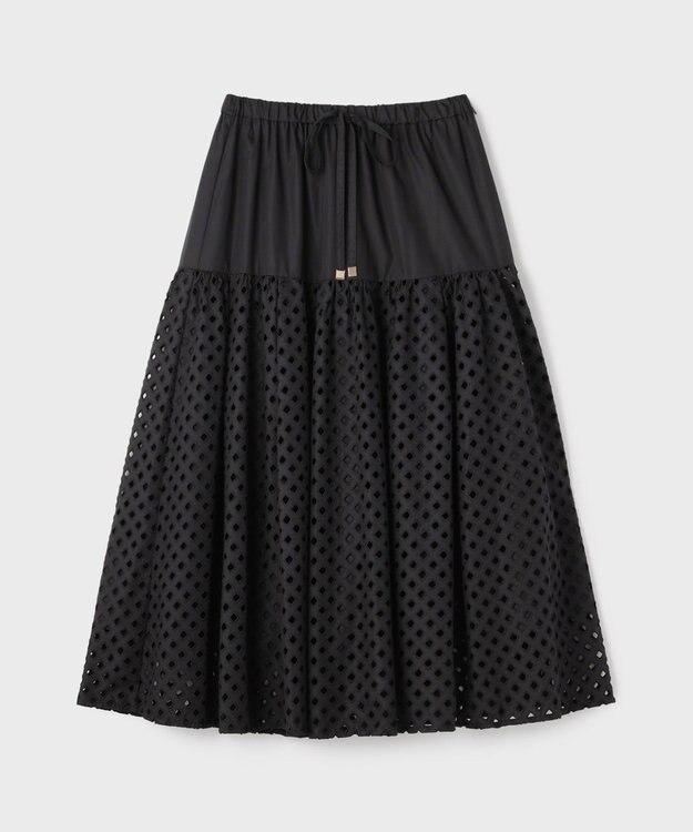 GRACE CONTINENTAL メッシュカットワークスカート ブラック