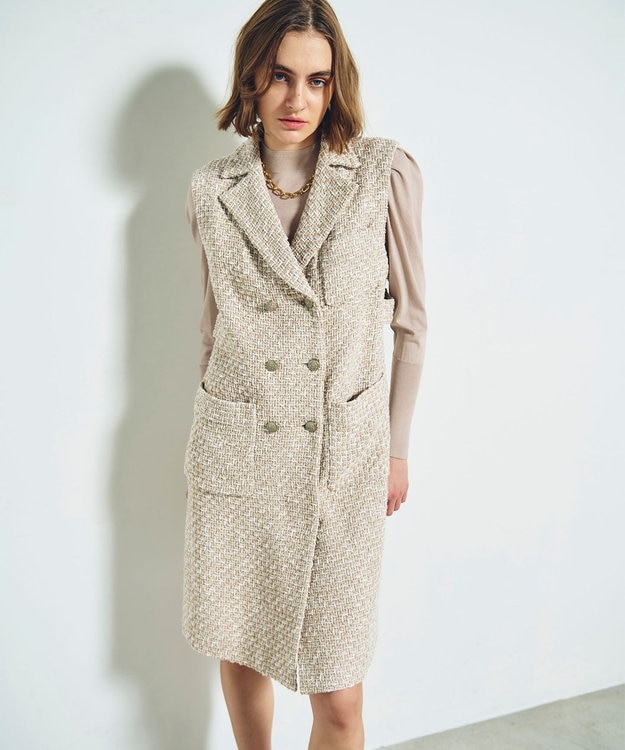 GRACE CONTINENTAL ツイードジレワンピース ベージュ
