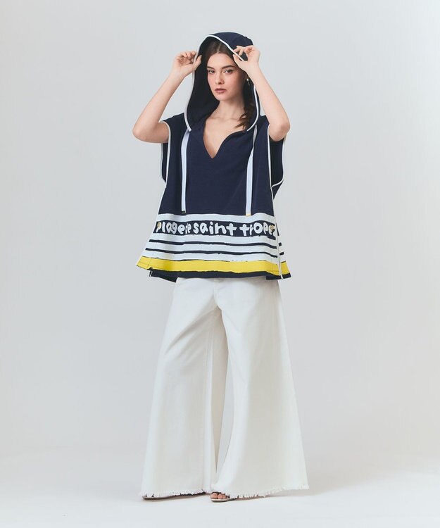 GRACE CONTINENTAL パイルポンチョフーディ ネイビー