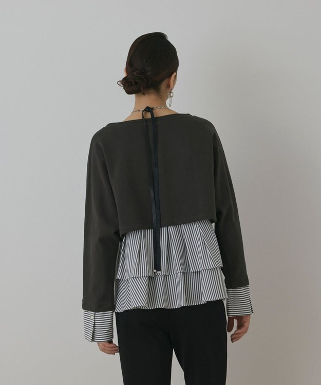 GRACE CONTINENTAL タックフリルヘムカットトップ グレー