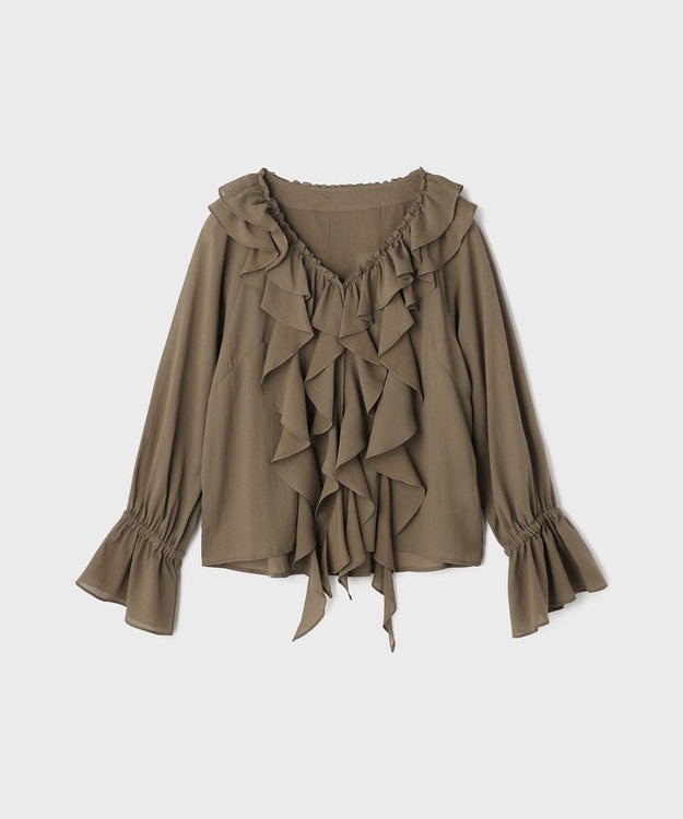 GRACE CONTINENTAL フリルブラウス カーキ