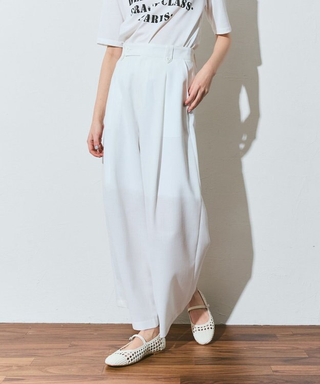 GRACE CONTINENTAL リネンタッチタックパンツ ホワイト